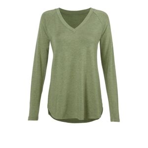 Olive Green V-Neck Long Sleeve Top
